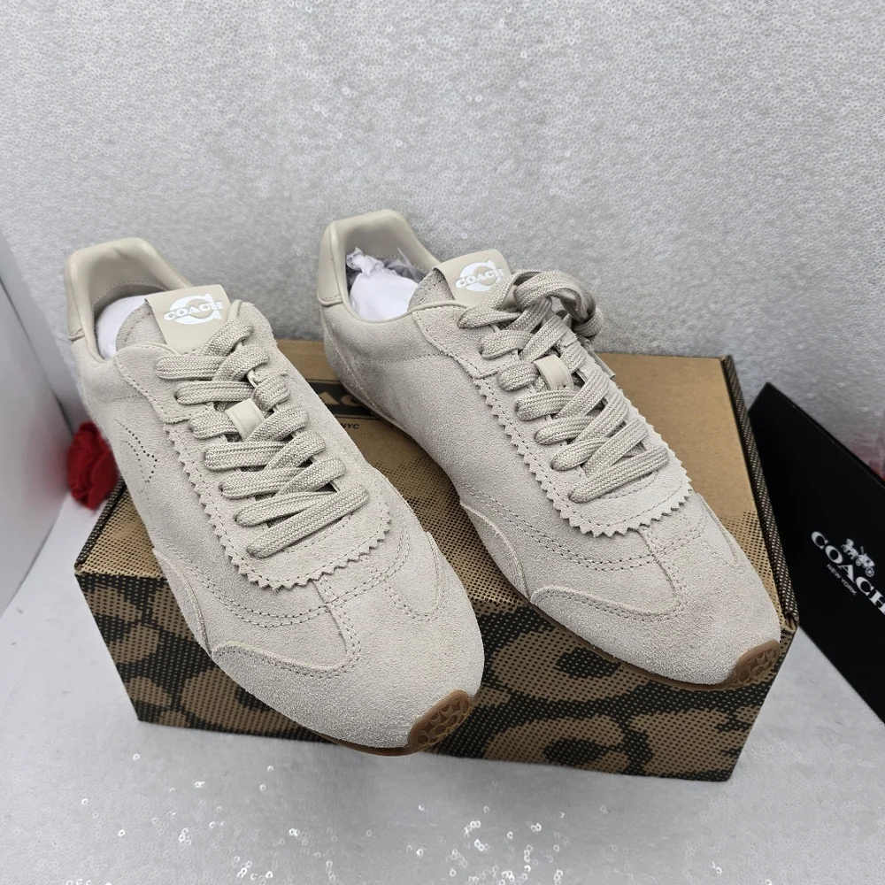 Coach Flat Suede & Leather Sneaker Sleek Silhouette Lightweight Women's 9.5 - Picture 10 of 13